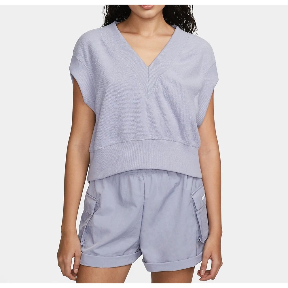 NEW‎ Nike Sportswear Womens Oversized French Terry V-Neck Vest Purple XL